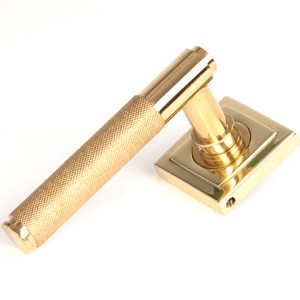 FROM THE ANVILĀ® Polished Brass Brompton Lever on Rose Set (Square)