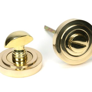 FROM THE ANVILĀ® Polished Brass Round Thumbturn Set (Art Deco)