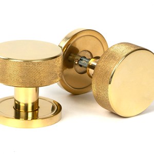 FROM THE ANVILĀ® Polished Brass Brompton Mortice/Rim Knob Set Knob (Plain)
