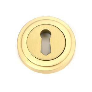 FROM THE ANVILĀ® Satin Brass Round Escutcheon (Art Deco)