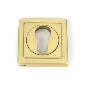 FROM THE ANVILĀ® Satin Brass Round Euro Escutcheon (Square)