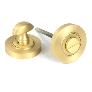 FROM THE ANVILĀ® Satin Brass Round Thumbturn Set (Plain)