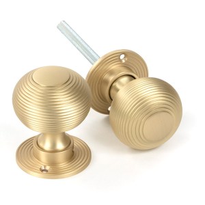 FROM THE ANVILĀ® Satin Brass Heavy Beehive Mortice/Rim Knob Set