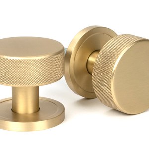 FROM THE ANVILĀ® Satin Brass Brompton Mortice/Rim Knob Set (Plain)