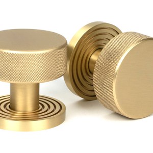 FROM THE ANVILĀ® Satin Brass Brompton Mortice/Rim Knob Set (Beehive)