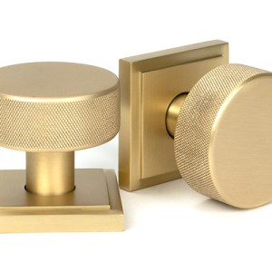 FROM THE ANVILĀ® Satin Brass Brompton Mortice/Rim Knob Set (Square)
