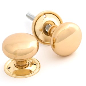 FROM THE ANVILĀ® Polished Brass Mushroom Mortice/Rim Knob Set