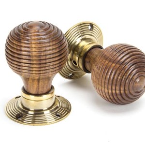 FROM THE ANVILĀ® Rosewood & Aged Brass Beehive Mortice/Rim Knob Set