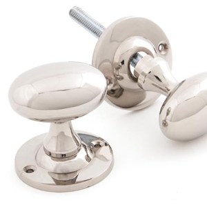 FROM THE ANVILĀ® Polished Nickel Oval Mortice/Rim Knob Set
