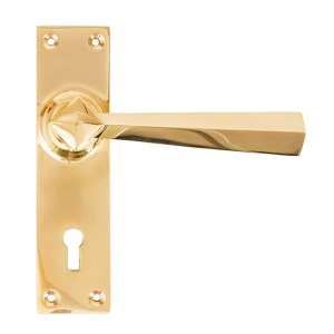 FROM THE ANVIL® Polished Brass Straight Lever Lock Set
