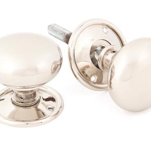 FROM THE ANVILĀ® Polished Nickel Mushroom Mortice/Rim Knob Set