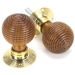 FROM THE ANVILĀ® Rosewood & Polished Brass Beehive Mortice/Rim Knob Set