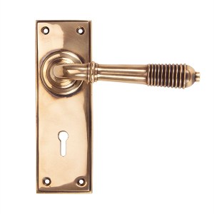 FROM THE ANVILĀ® Polished Bronze Reeded Lever Lock Set