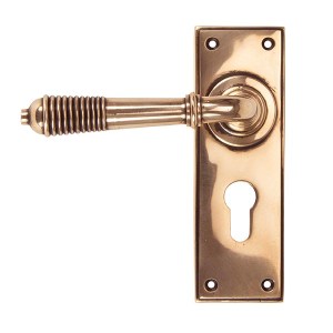 FROM THE ANVILĀ® Polished Bronze Reeded Lever Euro Lock Set
