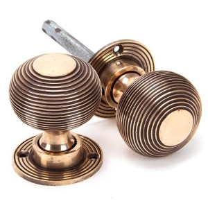 FROM THE ANVILĀ® Polished Bronze Heavy Beehive Mortice/Rim Knob Set
