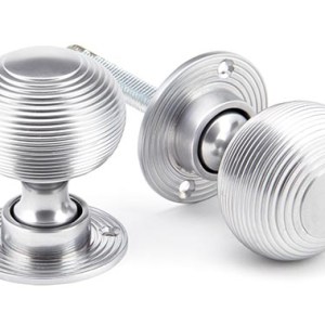 FROM THE ANVILĀ® Satin Chrome Heavy Beehive Mortice/Rim Knob Set