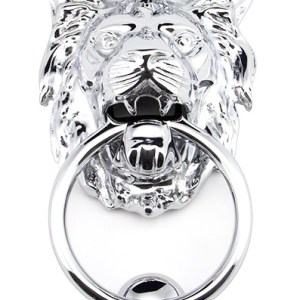 FROM THE ANVIL® Polished Chrome Lion Head Door Knocker