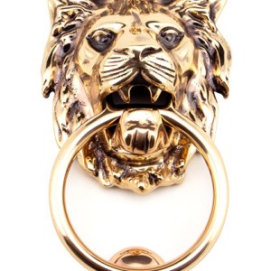 FROM THE ANVIL® Polished Bronze Lion Head Door Knocker
