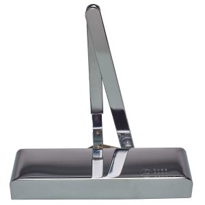 BOSS DOOR CONTROLS Overhead Door Closer Size 2-5 with backcheck and delayed action - Polished Nickel