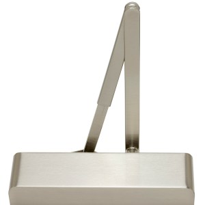 BOSS DOOR CONTROLS Overhead Door Closer Size 2-5 with backcheck and delayed action - Satin Nickel