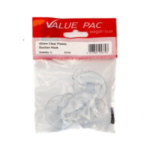 Value Pack® 42mm Clear Plastic Suction Hook 3pk