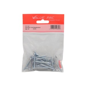 Value PackĀ® 1 1/2" x 8 ZP Cross Recessed Hardened Twin Thread Woodscrews with Countersunk Head