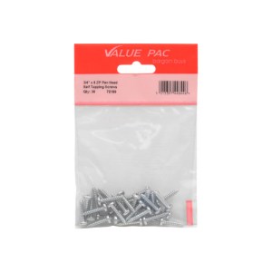 Value PackĀ® 3/4" x 8 ZP Pan Head Self Tapping Screws 25pk