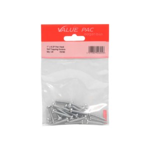 Value PackĀ® 1" x 8 ZP Pan Head Self Tapping Screws 22pk