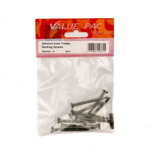 Value PackĀ® 50mm x 4.5mm Timber Decking Screws 10Pk