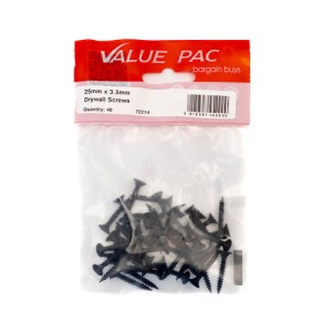Value PackĀ® 25mm x 3.5mm Drywall Screws 40Pk