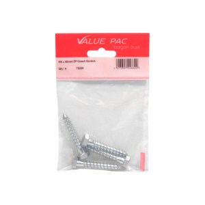 Value Pack® M8 x 50mm ZP Coach Screws 4Pk