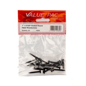 Value PackĀ® 1" x 6 Pozi Black Round Head Woodscrews 20pk