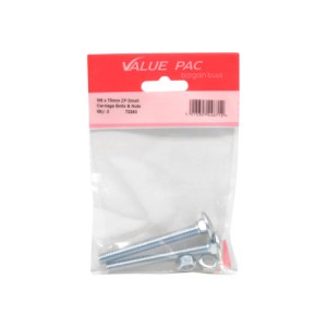 Value Pack® M8 x 75mm ZP Small Carriage Bolts & Nuts