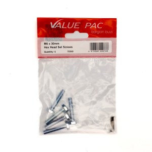 Value Pack® M6 x 30mm Hex Head Set Screws 5pk