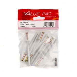 Value Pack® M6 x 60mm Hammer In Frame Fixings 8pk