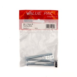 Value Pack® M6 x 70mm ZP Roofing Bolts 3pk