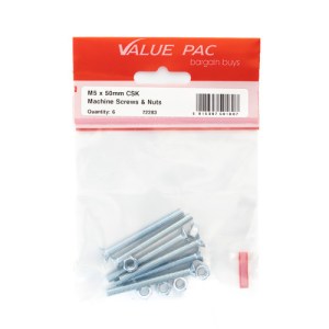 Value Pack® M5 x 50mm ZP Machine Screws & Nuts CSK