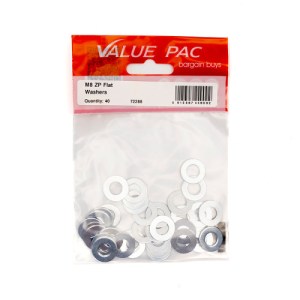 Value Pack® M8 ZP Flat Washers 40pk