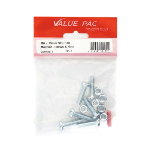 Value Pack® M6 x 25mm ZP Machine Screws & Nuts