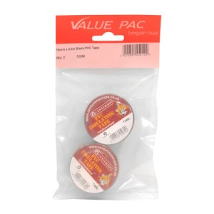 Value Pack® Black PVC Tape, 19mm x 4.5m
