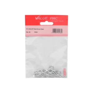 Value Pack® 25 x 2mm ZP Steel Screw Eyes 18pk