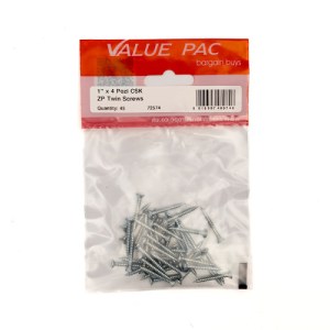 Value PackĀ® 1" x 4 Pozi CSK ZP Twin Screws 45pk
