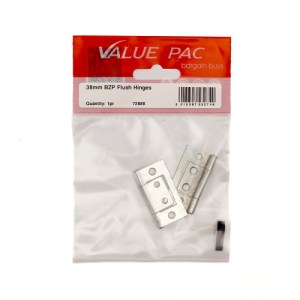 Value PackĀ® 38mm BZP Flush Hinges 1pr