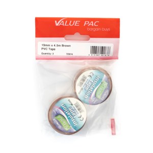 Value Pack® 19mm x 4.5m Brown PVC Tape