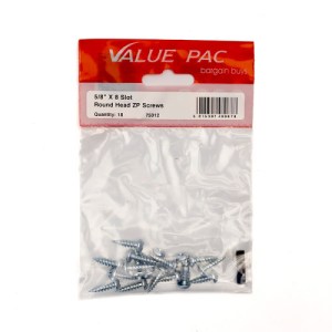 Value PackĀ® 5/8" x 8 Pozi ZP Round Head Woodscrews (Pack of 18)