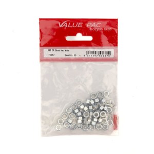 Value Pack® M5 ZP Steel Hex Nuts 50pk