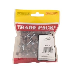 Tradepack® Brown Round Cable Clips, 7mm, 80pk