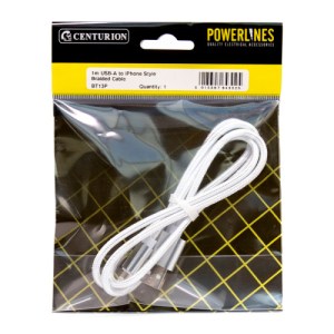 PowerlinesĀ® 1M USB-A to iPhone Style Braided Cable