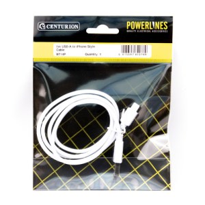 PowerlinesĀ® 1M USB-A to iPhone Style Cable