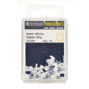 Powerlines® White Cable Clips 4mm